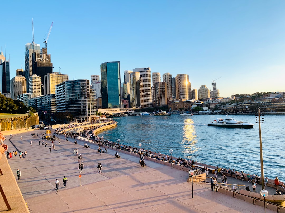 Sydney beach with city buildings in the background